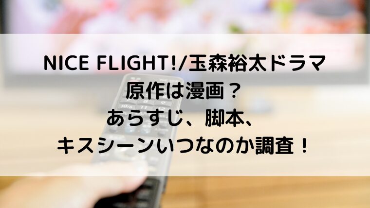NICEFLIGHT!/玉森裕太ドラマの原作は漫画？あらすじ、脚本、ｷｽｼｰﾝいつなのか調査！