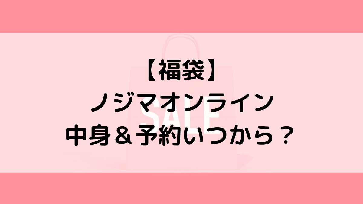 ノジマオンライン福袋の中身＆予約いつから？値段＆種類などまとめ