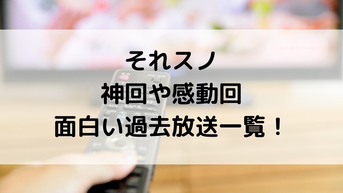 それスノ神回や感動回、面白い過去放送一覧！Paravi配信9人だけの本音トークなど