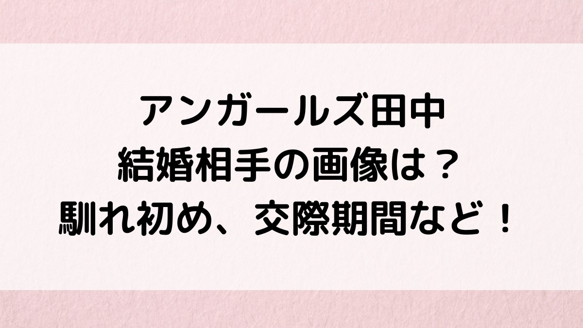 アンガールズ田中の結婚相手の画像は？馴れ初め、交際期間、同棲、結婚式など！
