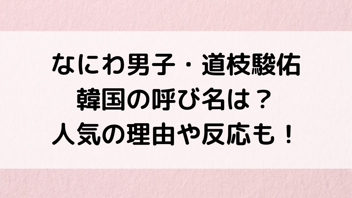 道枝駿佑の韓国の呼び名ミチゲッタシュンスケはなぜ?人気の理由や反応も調査!