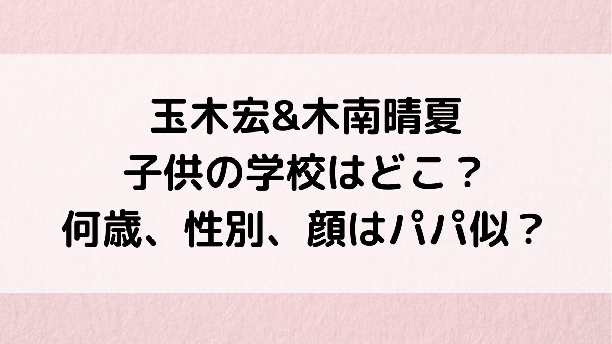 玉木宏&木南晴夏の子供の学校はどこ?何人で年齢何歳、性別は女の子なのか画像、顔はパパ似なのか調査!